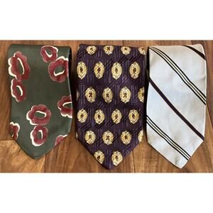 Robert Talbott Luxury 100% Silk Necktie Lot (3) Beautiful Geometric USA Vintage